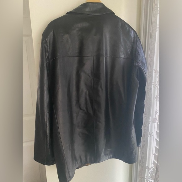 Marc New York Vintage Leather Jacket Mens Black Trench Coat Andrew Size Large L - Picture 6 of 10